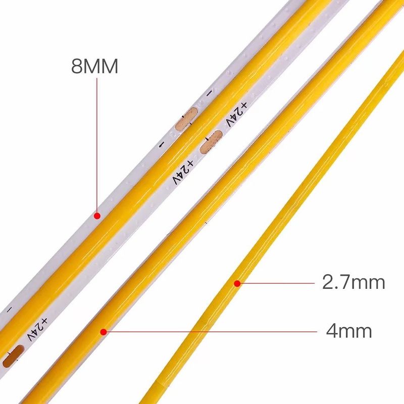 2700K-6500K 12V LED COB स्ट्रिप 24V हाई डेंसिटी चिप्स इंडोर होम डेकोर