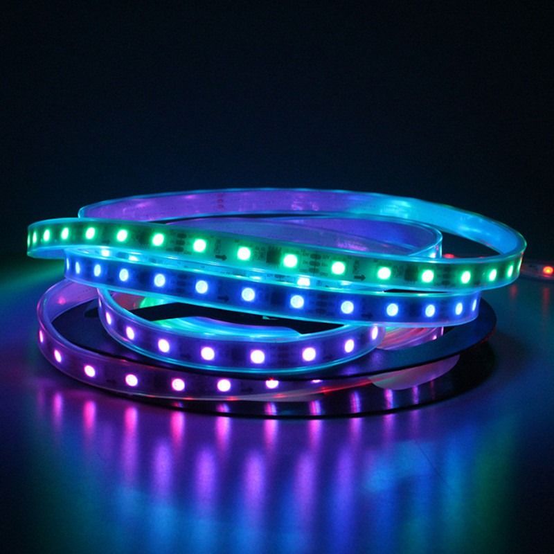 RGB फ्लेक्सिबल LED स्ट्रिप लाइट WS2812B 5050SMD व्यक्तिगत एड्रेसेबल 16.4FT 60Pixels/M 300Pixels LED पिक्सेल स्ट्रिप