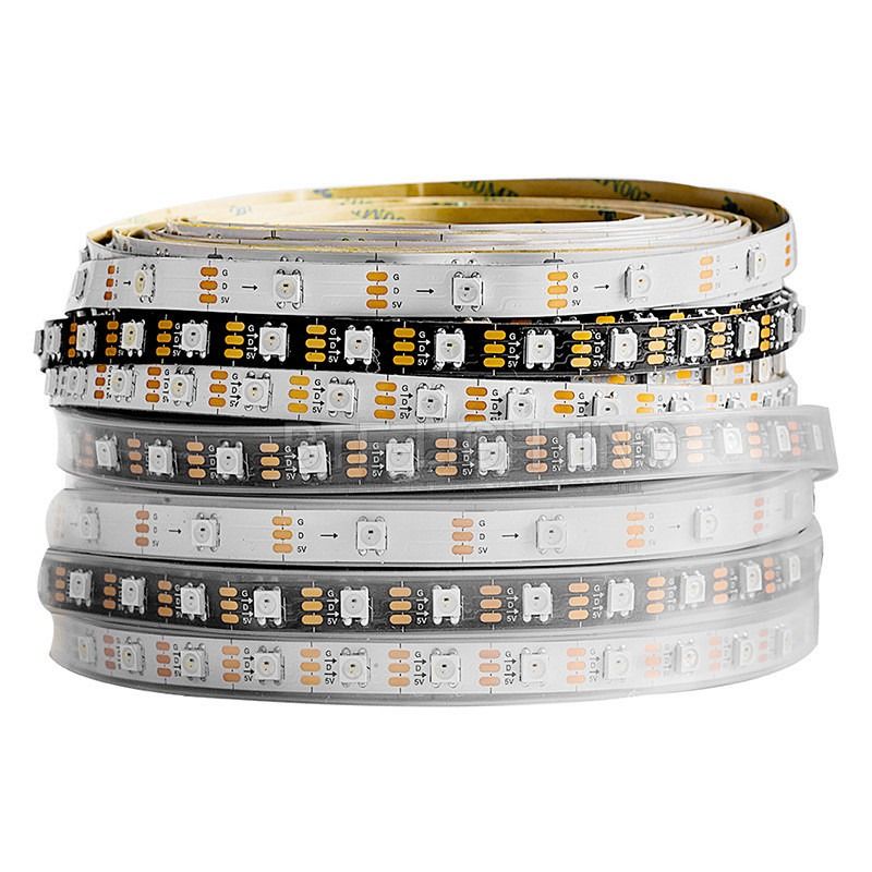 RGB फ्लेक्सिबल LED स्ट्रिप लाइट WS2812B 5050SMD व्यक्तिगत एड्रेसेबल 16.4FT 60Pixels/M 300Pixels LED पिक्सेल स्ट्रिप