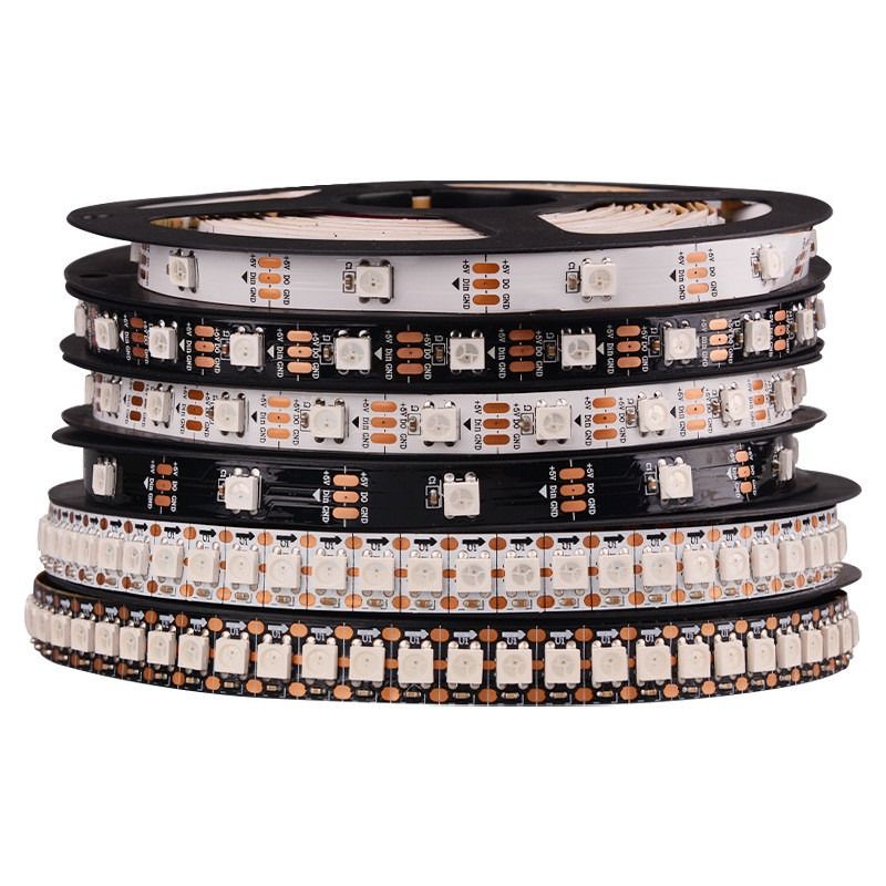 RGB फ्लेक्सिबल LED स्ट्रिप लाइट WS2812B 5050SMD व्यक्तिगत एड्रेसेबल 16.4FT 60Pixels/M 300Pixels LED पिक्सेल स्ट्रिप