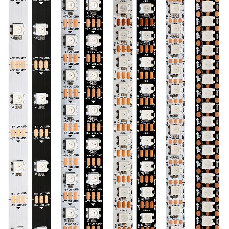 RGB फ्लेक्सिबल LED स्ट्रिप लाइट WS2812B 5050SMD व्यक्तिगत एड्रेसेबल 16.4FT 60Pixels/M 300Pixels LED पिक्सेल स्ट्रिप