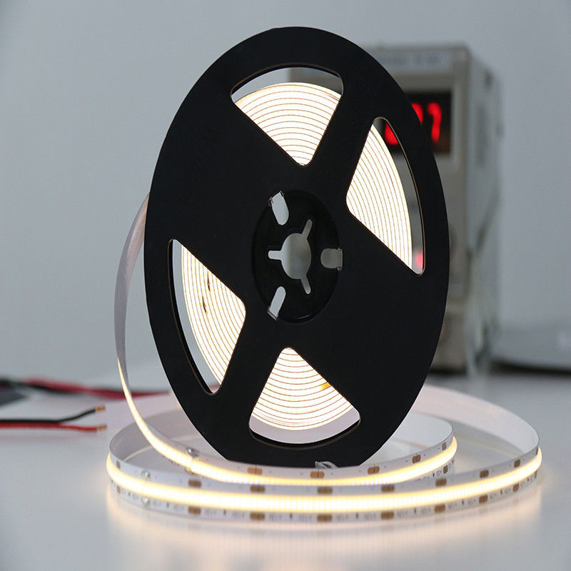 हाई डेंसिटी 320 LED/M फ्लेक्सिबल 24V COB LED स्ट्रिप लाइट फ्लेक्स 10W वार्म व्हाइट