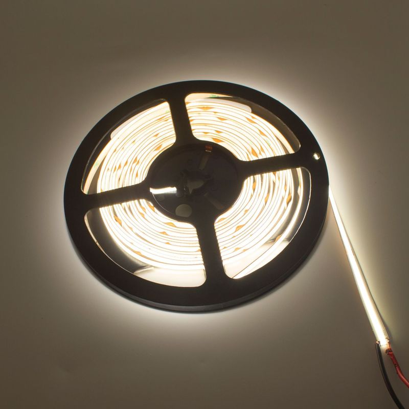 हाई डेंसिटी 320 LED/M फ्लेक्सिबल 24V COB LED स्ट्रिप लाइट फ्लेक्स 10W वार्म व्हाइट